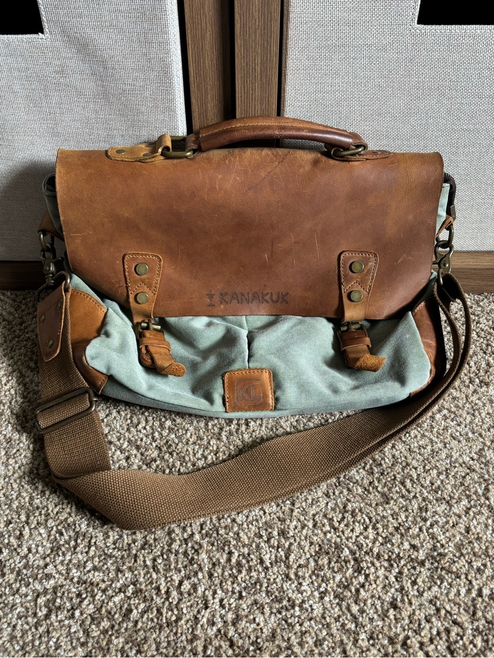 Vintage Style Messenger Briefcase Bag Canvas Tote Kanakuk Satchel